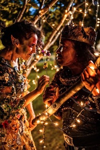 Two actors talking during a performance of a Midsummer Night's Dream